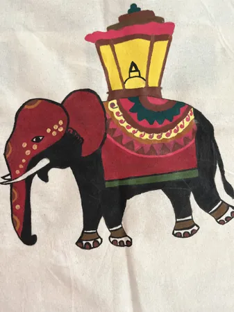 Elephant & Traditional Lantern Canvas Tote